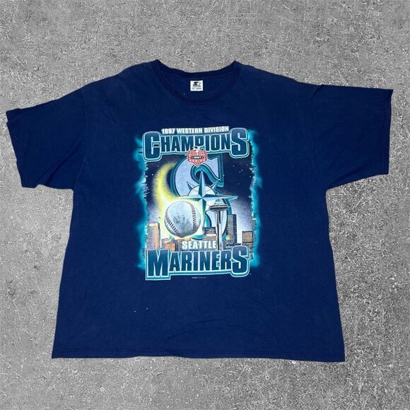 Vintage VTG 90s Seattle Mariners Starter T Shirt XXL Made In USA - Picture 1 of 5